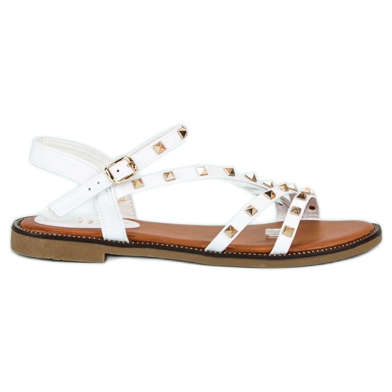 SDS Platta Sandaler Med Dubbar vit