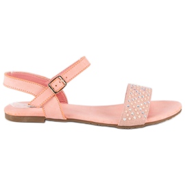 Vices Snygga sandaler med platta skruvar rosa