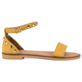 Fashion Sandaler i mocka med nitar gul