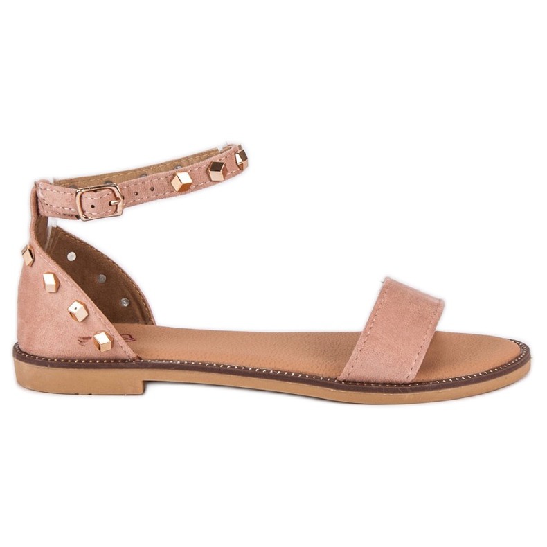 Fashion Sandaler i mocka med nitar rosa