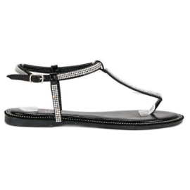 Top Shoes Flipflops med kristaller svart