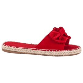 Mocka espadrilles flipflops röd