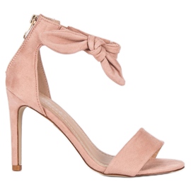 Bestelle Sandaler med dragkedja i mocka rosa