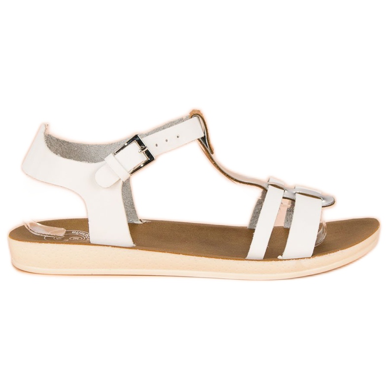 Sandaler fästs med ett spänne vit
