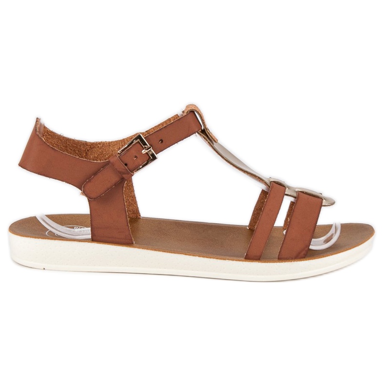 Sandaler fästs med ett spänne brun