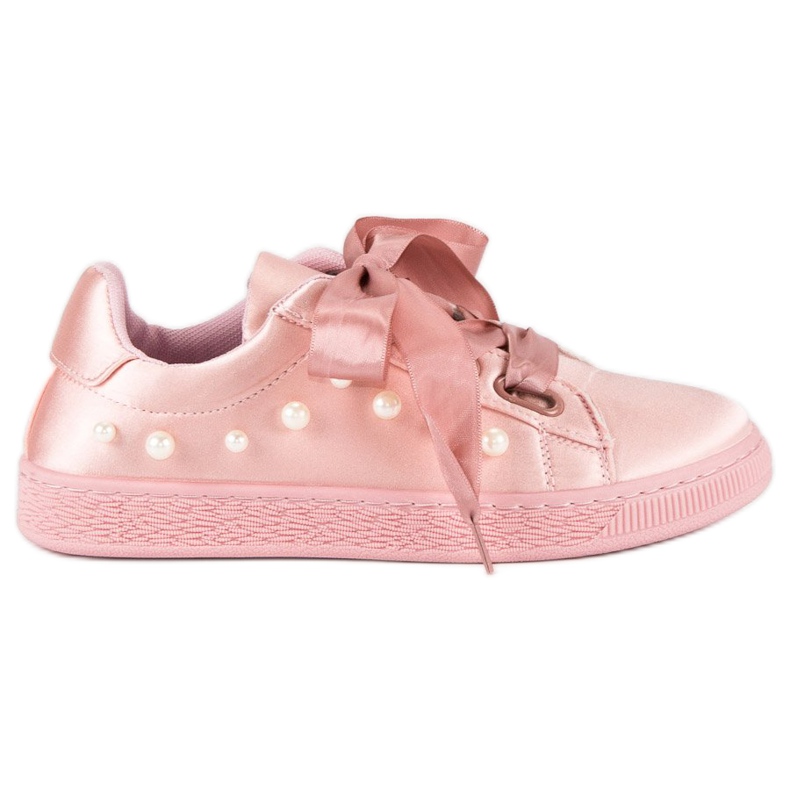Satin Sneakers Med Pärlor rosa