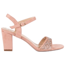 Eleganta högklackade sandaler rosa