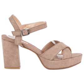 Flyfor Högklackade mockasandaler brun