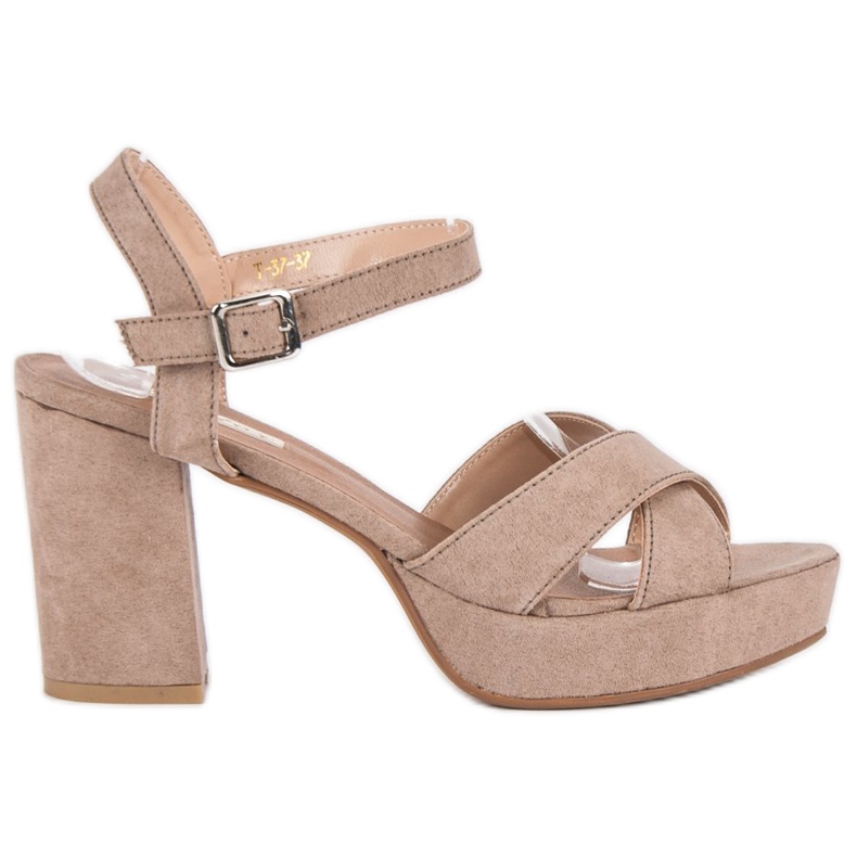 Flyfor Högklackade mockasandaler brun