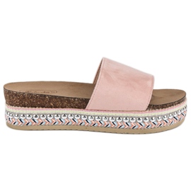 Boho mocka tofflor rosa