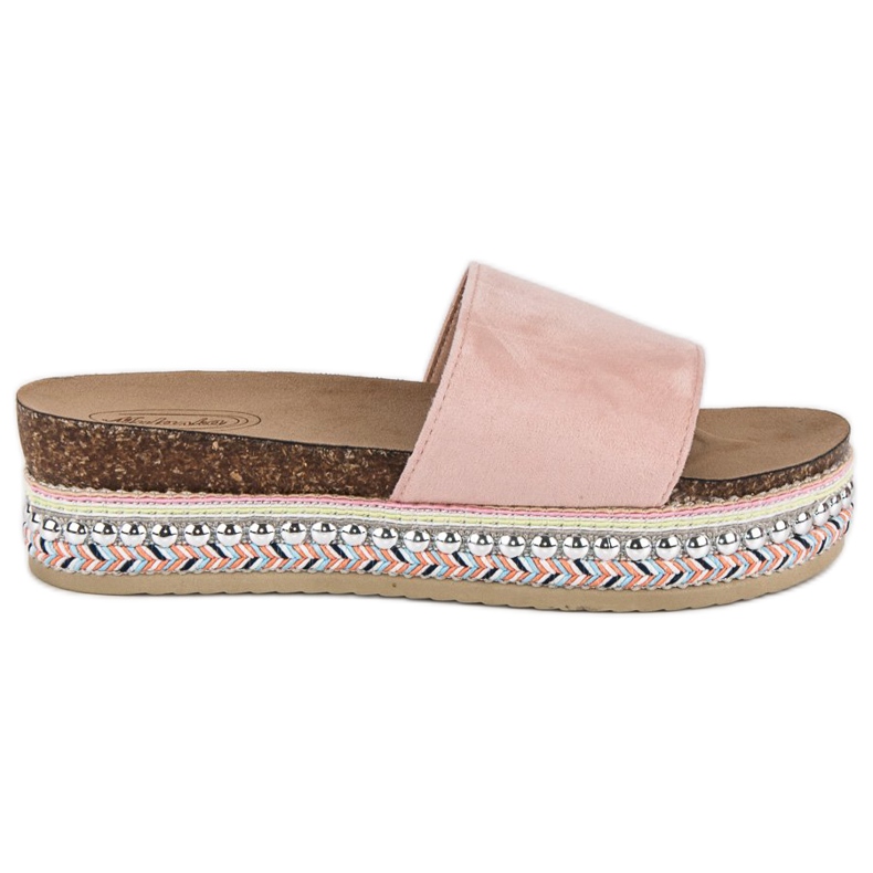Boho mocka tofflor rosa