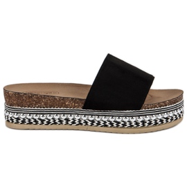 Boho mocka tofflor svart