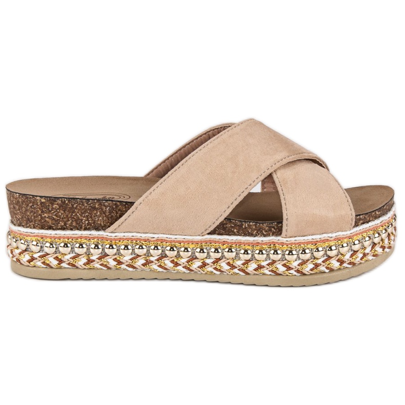 Beiga tofflor på plattformen beige