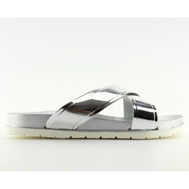 Silvertofflor med spegellook CK46P silver grå