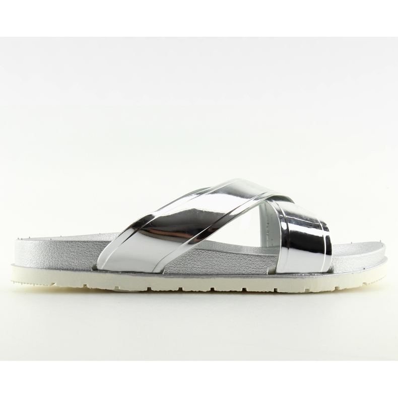 Silvertofflor med spegellook CK46P silver grå