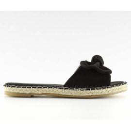 Svarta 8758 svarta tofflor med rosett