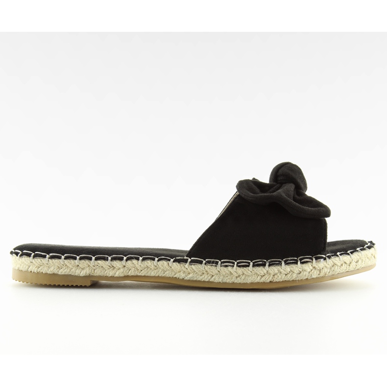 Svarta 8758 svarta tofflor med rosett