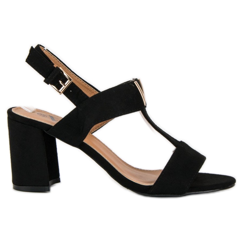 Damsandaler på en stolpe svart