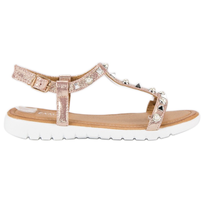Platta sandaler med strass rosa