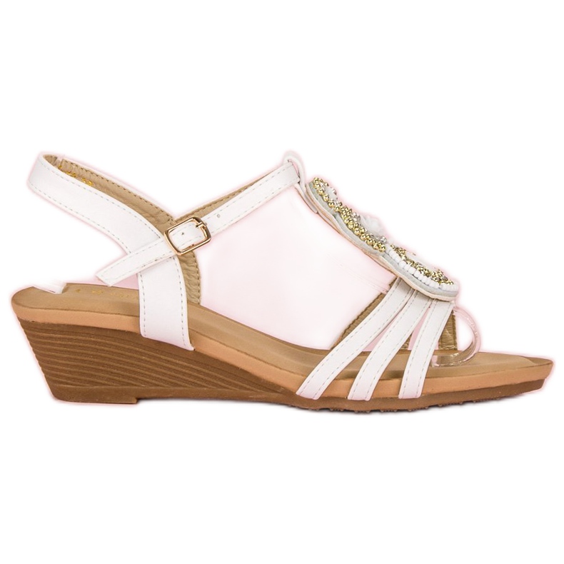 Ch. Creation Eleganta sandaler på låg kilklack vit gul