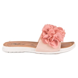 Rosa flip flops med blommor