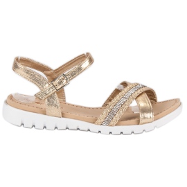 Top Shoes Gyllene platta sandaler