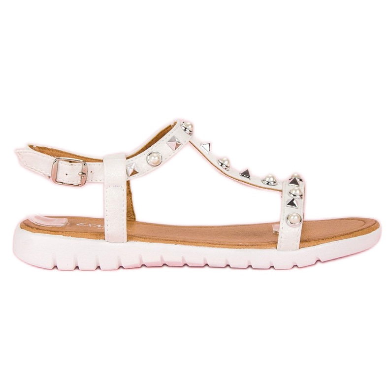 Platta Sandaler Med Strass vit