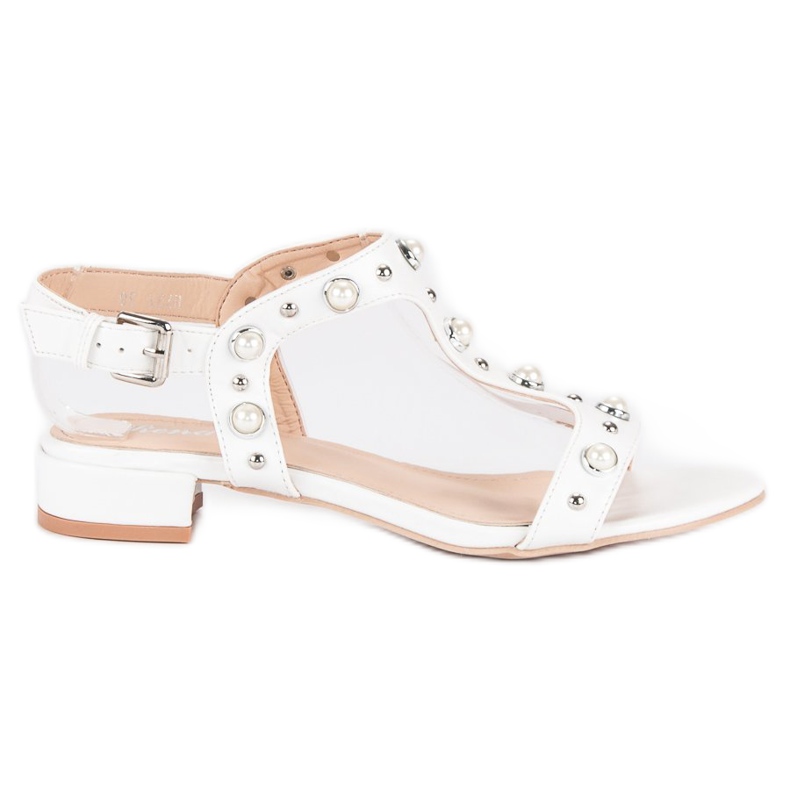 Renda Högklackade sandaler med pärlor vit