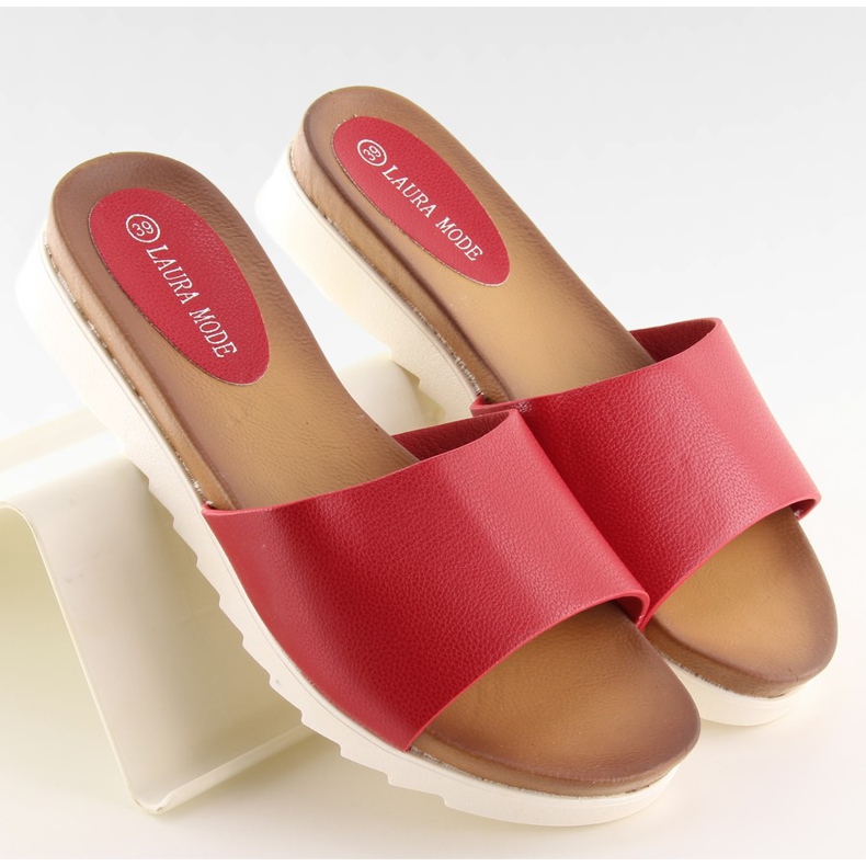 Röda röda tofflor för kvinnor H10 Röda