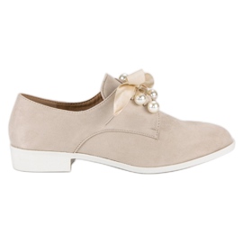 Tina&Co Knyta brogues med pärlor brun