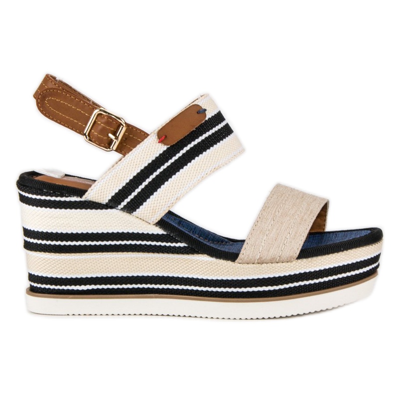 Ribbstickade sandaler brun