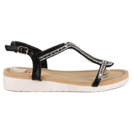 SDS Bekväma platta sandaler svart