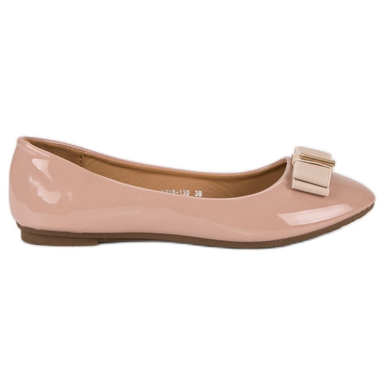 Lackade ballerinor med rosett rosa