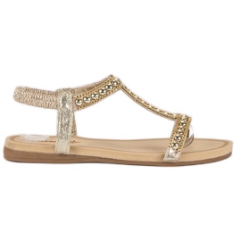 Queentina Platta sandaler med ett elastiskt band gul