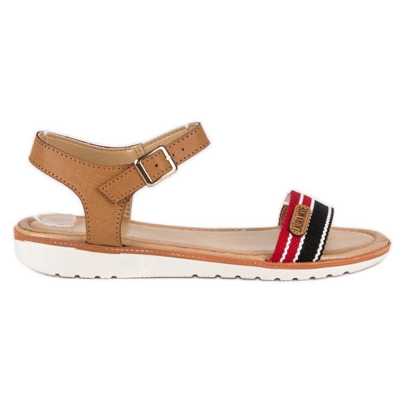 Laura Mode Platta sandaler i textil brun