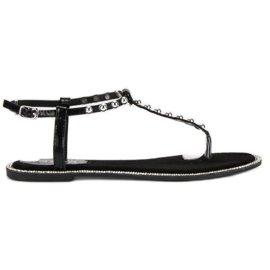 Via Giulia  Svarta platta sandaler