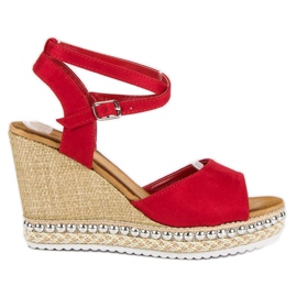 Best Shoes Sandaler med kil röd