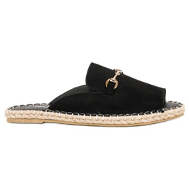 Flip-flops espadrillor i svart mocka