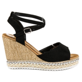 Best Shoes Sandaler med kil svart