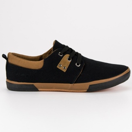 Svart bundet sneakers brun