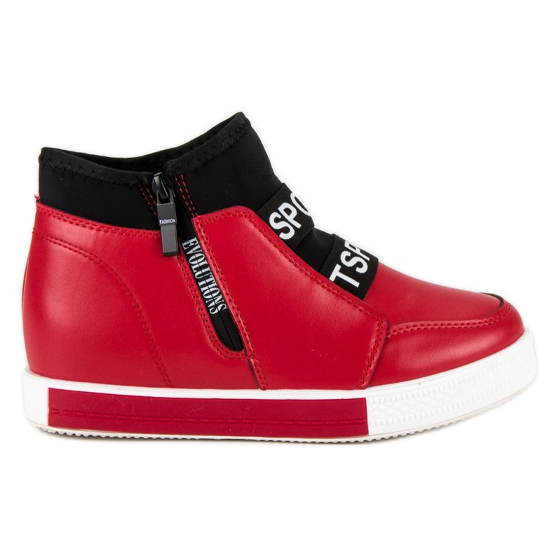 Röda sneakers med dragkedja svart