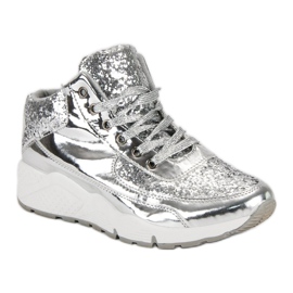 Silver sneakers med glitter grå