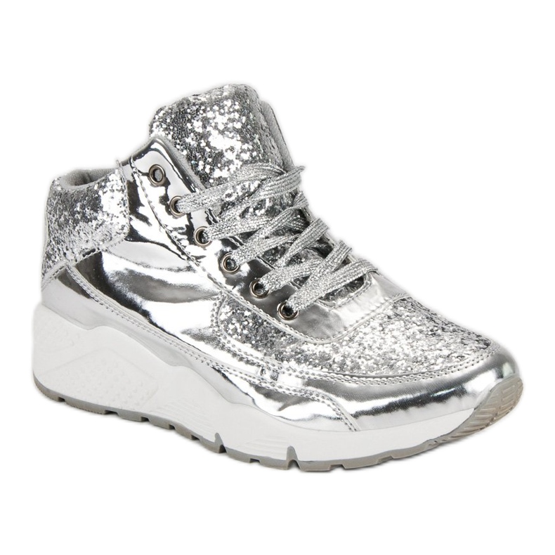 Silver sneakers med glitter grå