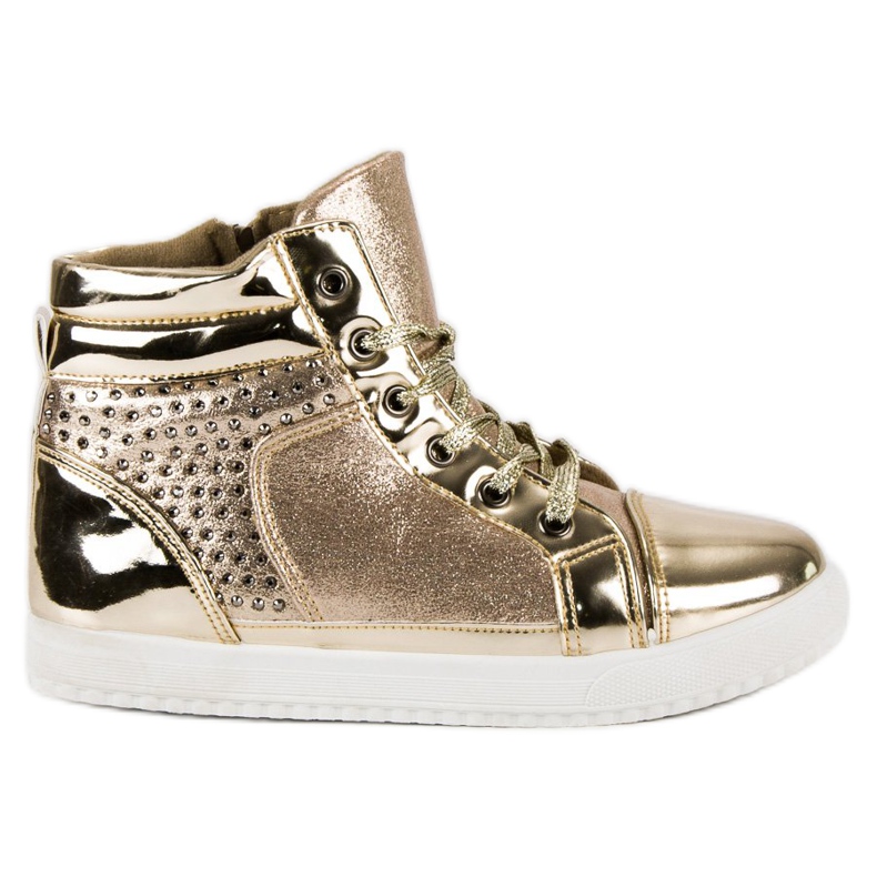 Lackade sneakers ovanför ankeln gul