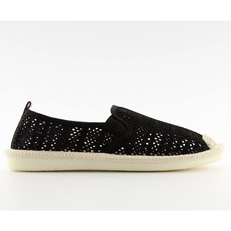 Svarta mesh espadrillor F01B Svart
