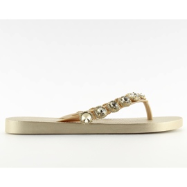 Eleganta flip-flops med stenar guld JH69 gyllene