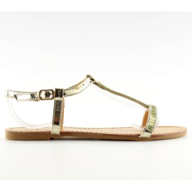 Sandaler med gyllene cubic zirconias SY644 guld