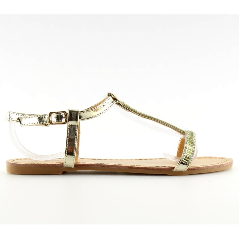 Sandaler med gyllene cubic zirconias SY644 guld