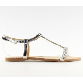 Silver sandaler med cubic zirconia SY644 silver grå
