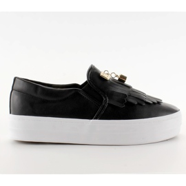 Fringade slip-on sneakers A-25 Svart